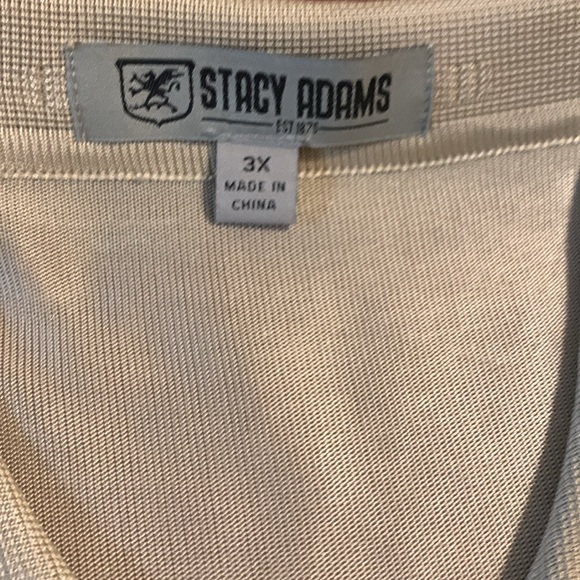 Stacy Adams NWT Slinky Shimmer Beige Tonal Patterned Dressy Polo Shirt Size 3X - Picture 4 of 8